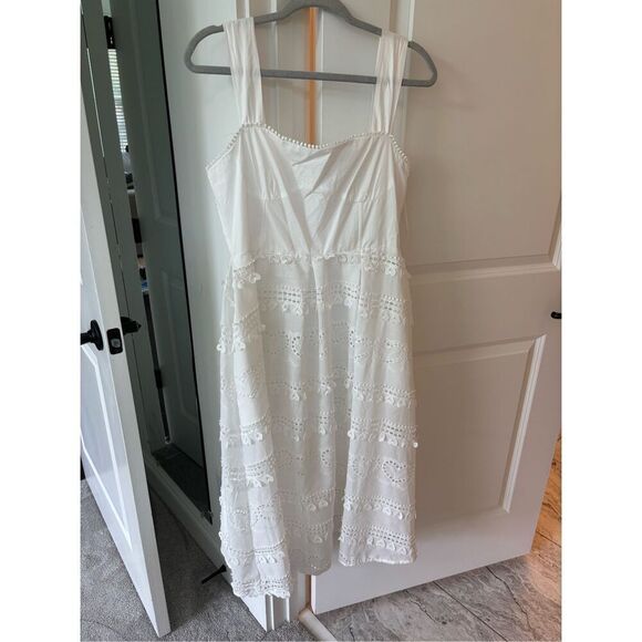 NWT Anthropologie x English Factory - Poplin Heart Embroidery White Midi Dress, - Picture 4 of 13